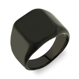 Name Written Square Black Steel Ring